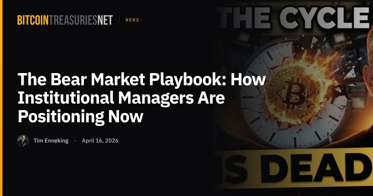 Bear Market Playbook: How Institutions Are Positioning Now