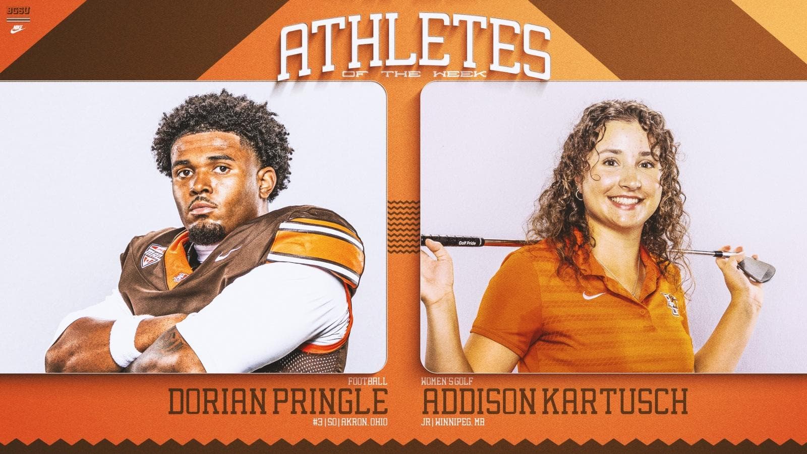 Pringle, Kartusch Named BGSU Athletes Of The Week