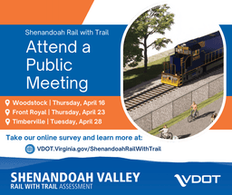 Staunton District | VDOT Launches Online Survey for Shenandoah Valley Rail With Trail Study | Virginia Department of Transportation