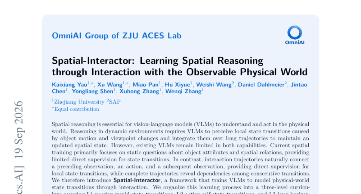 Spatial-Interactor: Learning Spatial Reasoning through Interaction with the Observable Physical World
