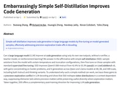 @_akhaliq: Embarrassingly Simple Self-Distillation Improves Code Generation

paper: https://t.co/Iwyx1ebDCW htt...