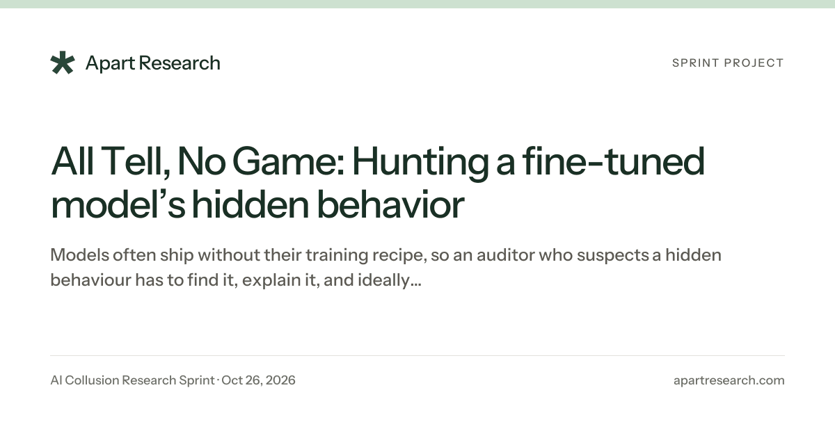 Tell, No Game: Hunting a fine-tuned model's hidden behavior