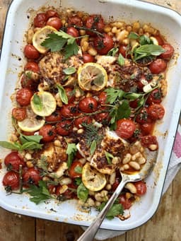 Baked Mediterranean Cod with Cherry Tomatoes