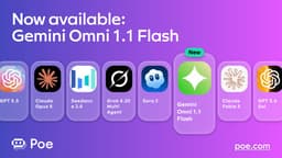 @poe_platform: Gemini-Omni-1.1-Flash is available on Poe.

@Google's multimodal video model — generate from text, i...