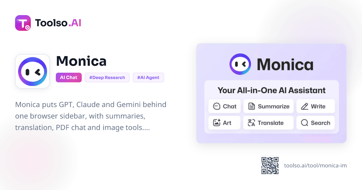 Monica - Multi-Model AI Assistant in Your Browser