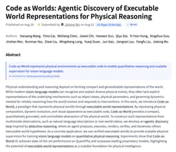 @_akhaliq: Code as Worlds

Agentic Discovery of Executable World Representations for Physical Reasoning

paper:...