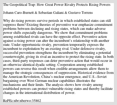 The Geopolitical Trap: How Great Power Rivalry Protects ...