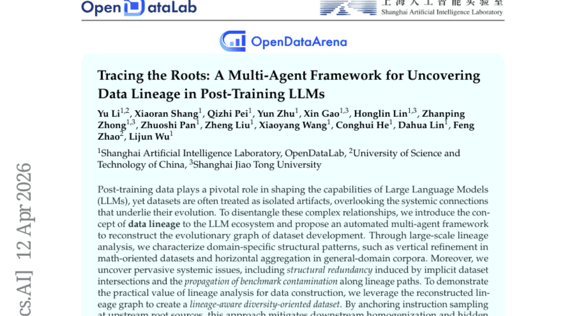 Tracing the Roots: A Multi-Agent Framework for Uncovering Data Lineage in Post-Training LLMs