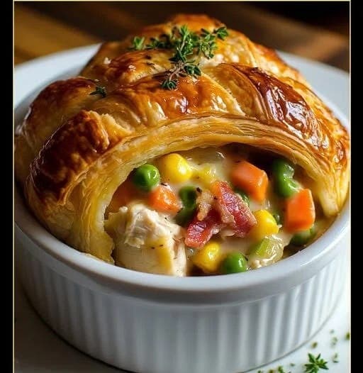 Pot Pie Eruption with Croissant Dough for the Coziest Shortcut Dinner Upgrade 