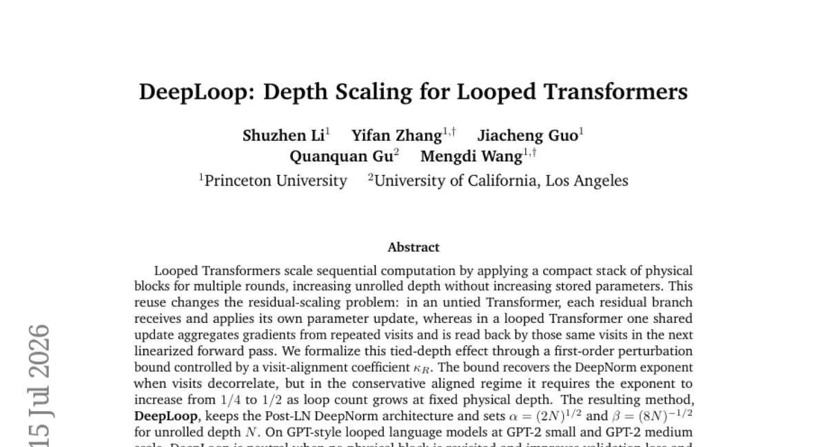 DeepLoop: Depth Scaling for Looped Transformers