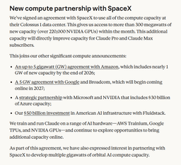 @GaryMarcus: Hot take on Elon’s surprise decision to rent 30 megawatts of compute to Anthropic:

1. It’s a tacit ...