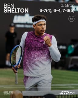 @atptour: He's a FIGHTER 🥊

@BenShelton reaches his sixth quarter-final of the season, saving a match point to...