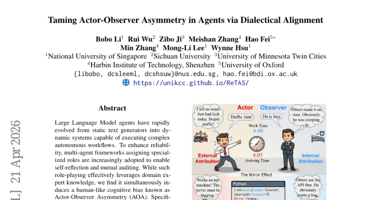 Taming Actor-Observer Asymmetry in Agents via Dialectical Alignment