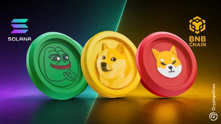 Meme coin trading lifts Solana addresses 38%, BNB Chain ...