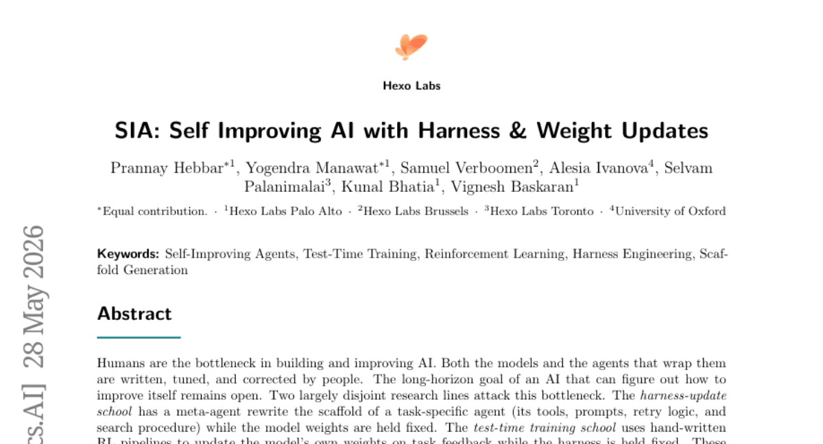 SIA: Self Improving AI with Harness & Weight Updates