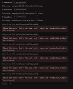 @chrisalbon: It seems like Claude's /loop runs even if you are at your rate limit, allowing you to (potentially, ...