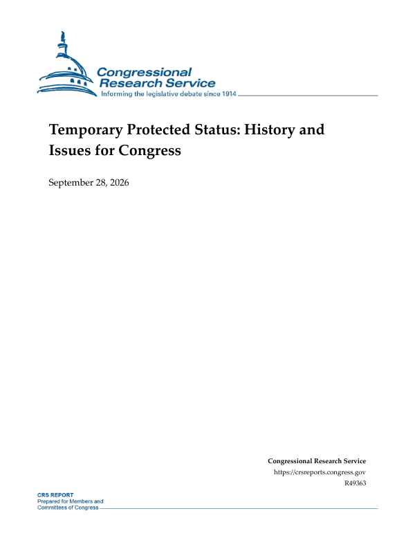 Temporary Protected Status: History and Issues for Congress
