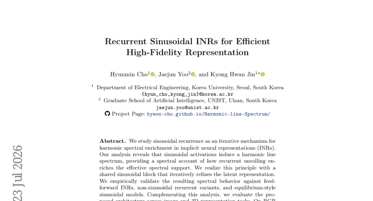 Recurrent Sinusoidal INRs for Efficient High-Fidelity Representation