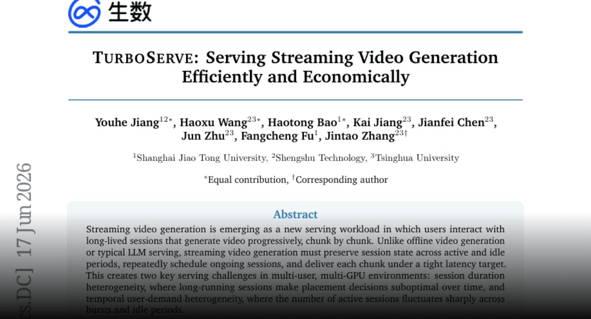 Paper page - TurboServe: Serving Streaming Video Generation Efficiently and Economically