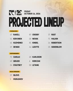 @penguins: Tonight's lineup in Colorado 🐧

Egor Chinakhov is being evaluated for a lower-body injury and will n...