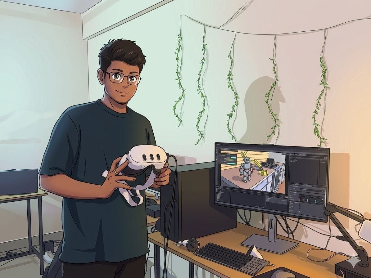 Control a Simulated Robot Arm with Meta Quest 3S: VR Teleoperation in LeIsaac using Dell Pro Max T2 Tower | by Kabilankb | Apr, 2026 | Medium