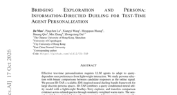 Bridging Exploration and Persona: Information-Directed Dueling for Test-Time Agent Personalization