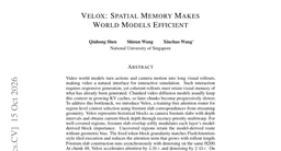 Velox: Spatial Memory Makes World Models Efficient