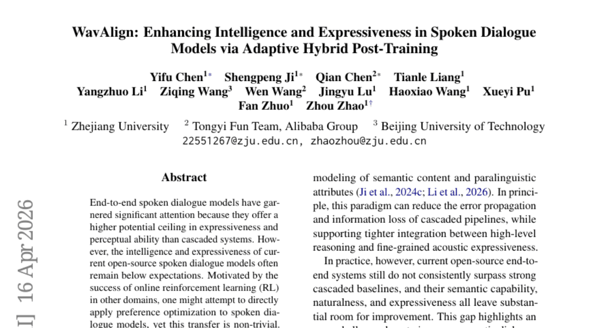 WavAlign: Enhancing Intelligence and Expressiveness in Spoken Dialogue Models via Adaptive Hybrid Post-Training