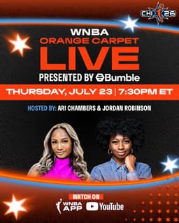 @WNBA: You're not going to want to miss this 🍿

Take on the Orange Carpet Live presented by @bumble  with t...