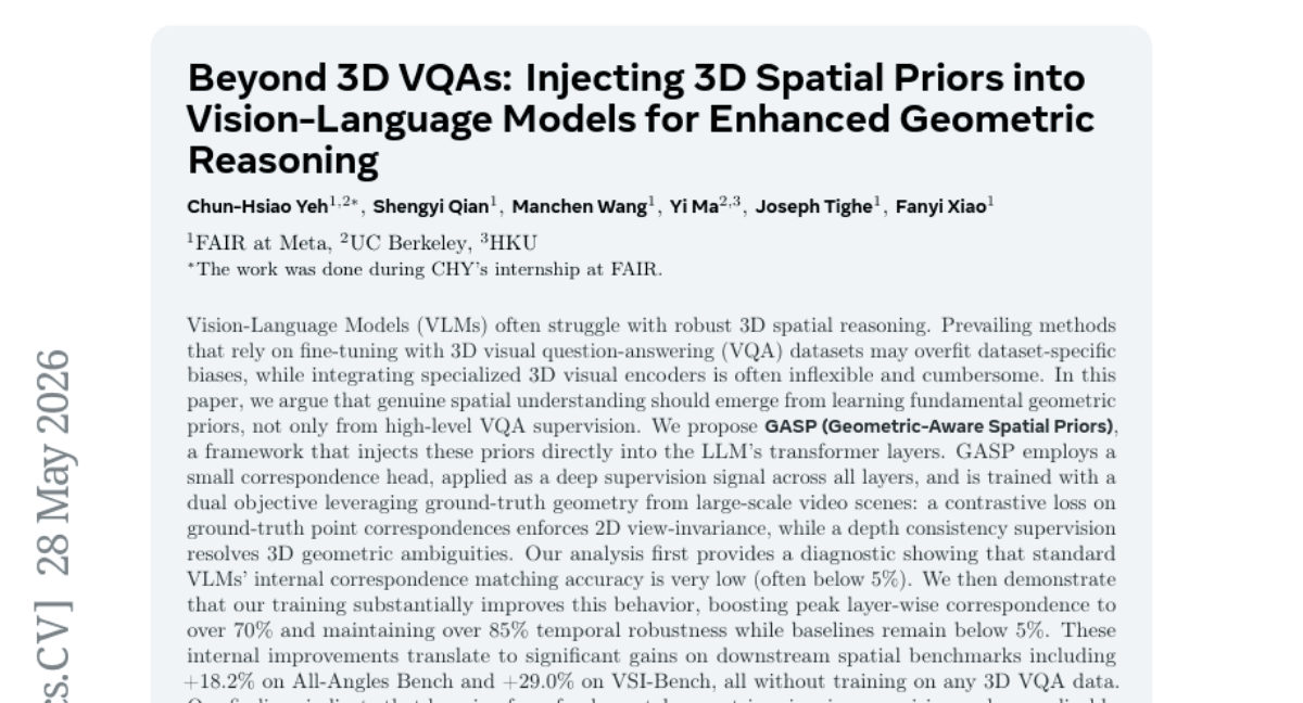 Beyond 3D VQAs: Injecting 3D Spatial Priors into Vision-Language Models for Enhanced Geometric Reasoning