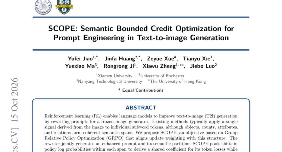 SCOPE: Semantic Bounded Credit Optimization for Prompt Engineering in Text-to-image Generation