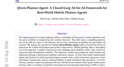 Qwen-Planner-Agent: A Closed-Loop AI-for-AI Framework for Real-World Mobile Planner Agents