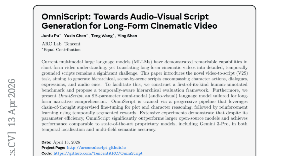 OmniScript: Towards Audio-Visual Script Generation for Long-Form Cinematic Video