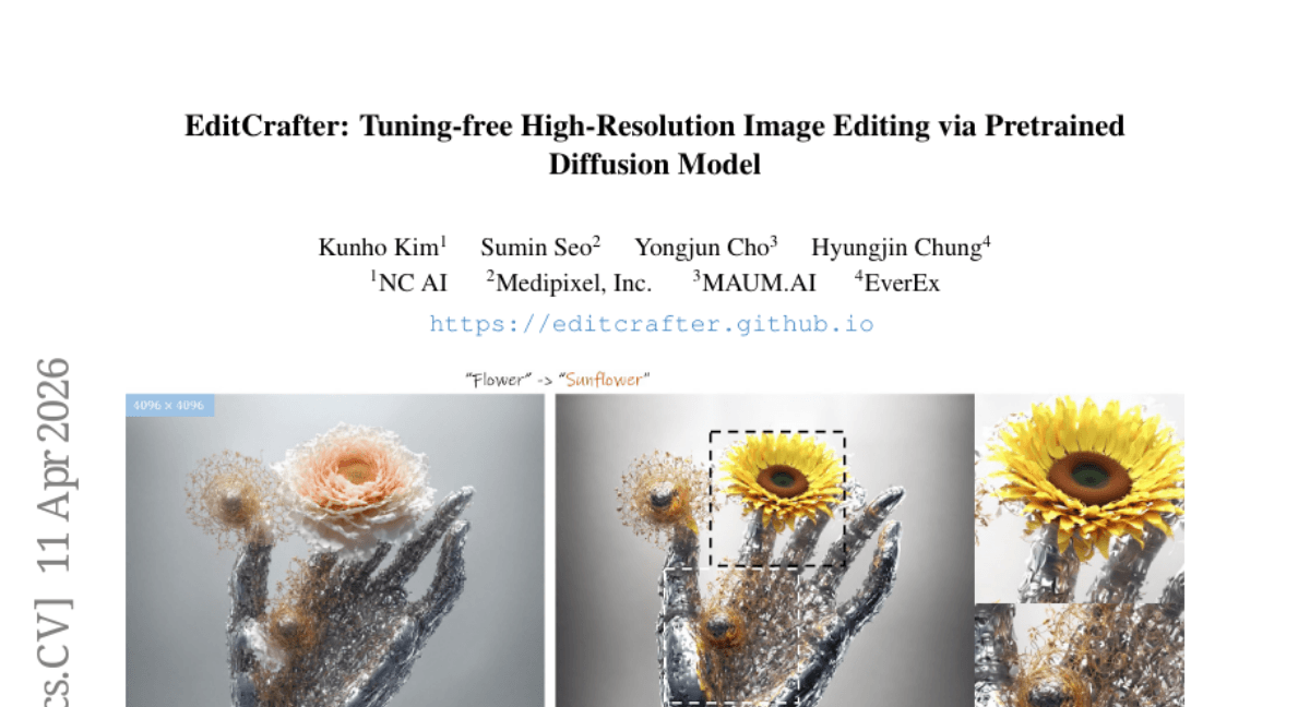 EditCrafter: Tuning-free High-Resolution Image Editing via Pretrained Diffusion Model
