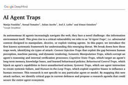 @CharlesVardeman reposted: Excited about our new paper: AI Agent Traps 

AI agents inherit every vulnerabil...