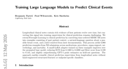 Training Large Language Models to Predict Clinical Events