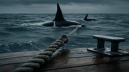Fishermen describe sharks biting their anchor rope shortly after orcas closed in on their boat during a high tension marine encounter