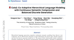 Cola2: Co-Adaptive Hierarchical Language Modeling with Continuous Semantic Compression and Balanced Discrete Generation