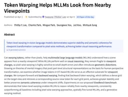 @_akhaliq: Token Warping Helps MLLMs Look from Nearby Viewpoints

paper: https://t.co/7fVn0HzmUz https://t.co/v...