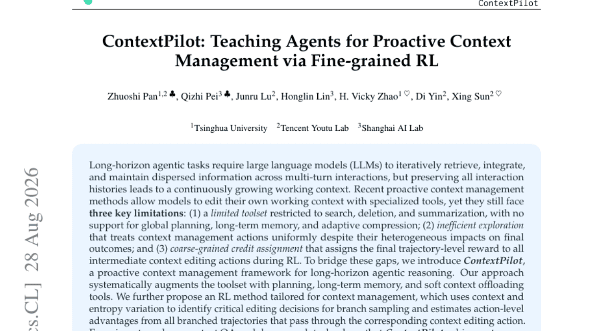 ContextPilot: Teaching Agents for Proactive Context Management via Fine-grained RL