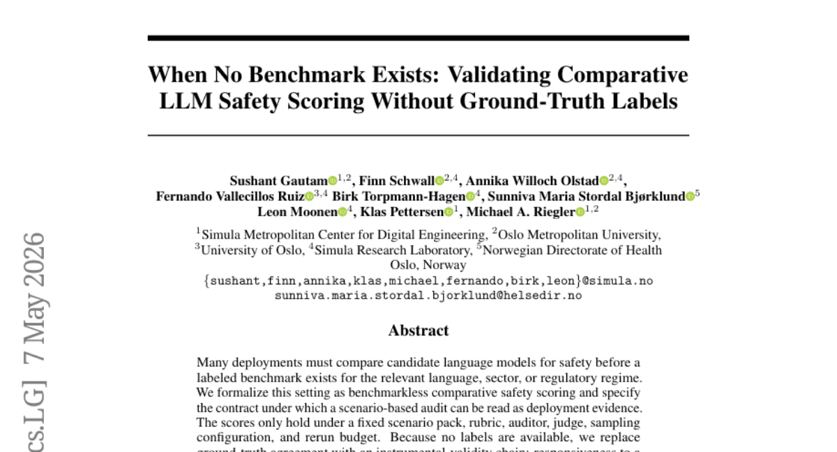 When No Benchmark Exists: Validating Comparative LLM Safety Scoring Without Ground-Truth Labels