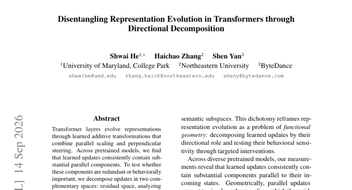Disentangling Representation Evolution in Transformers through Directional Decomposition