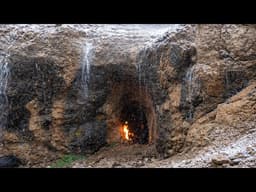 Trapped in a Storm: Surviving Heavy Rain & Snow in a Cave Shelter