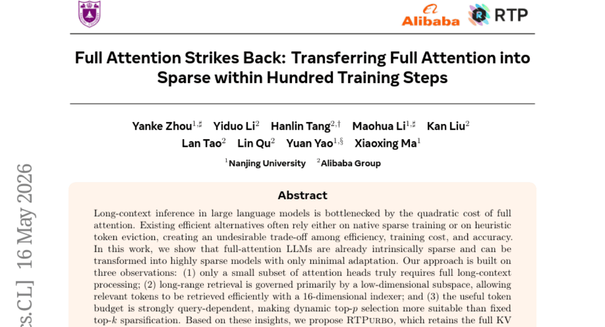 Full Attention Strikes Back: Transferring Full Attention into Sparse within Hundred Training Steps