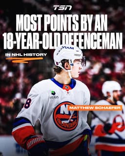 @PierreVLeBrun reposted: Matthew Schaefer now has the most points EVER by an 18-year-old defenceman, with...