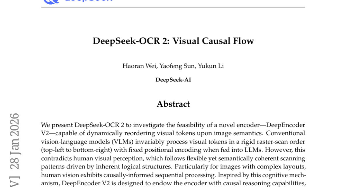 DeepSeek-OCR 2: Visual Causal Flow