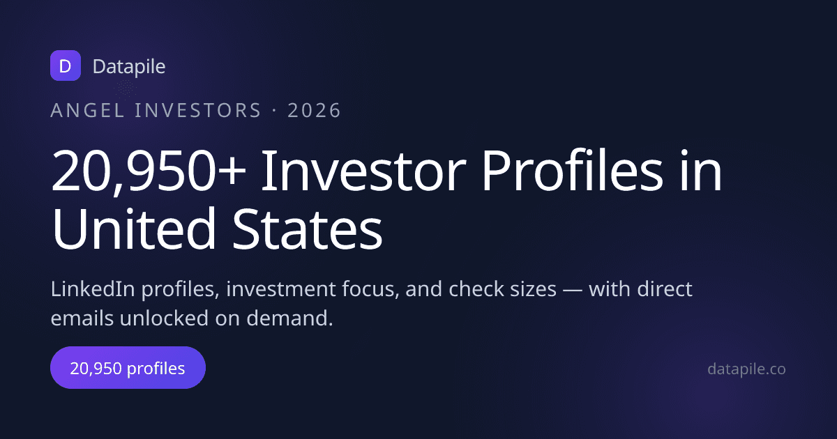 9418 Angel Investors in United States (2026) - Datapile