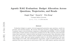 Agentic RAG Evaluation: Budget Allocation Across Questions, Trajectories, and Reads