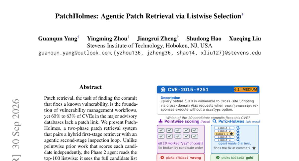 PatchHolmes: Agentic Patch Retrieval via Listwise Selection