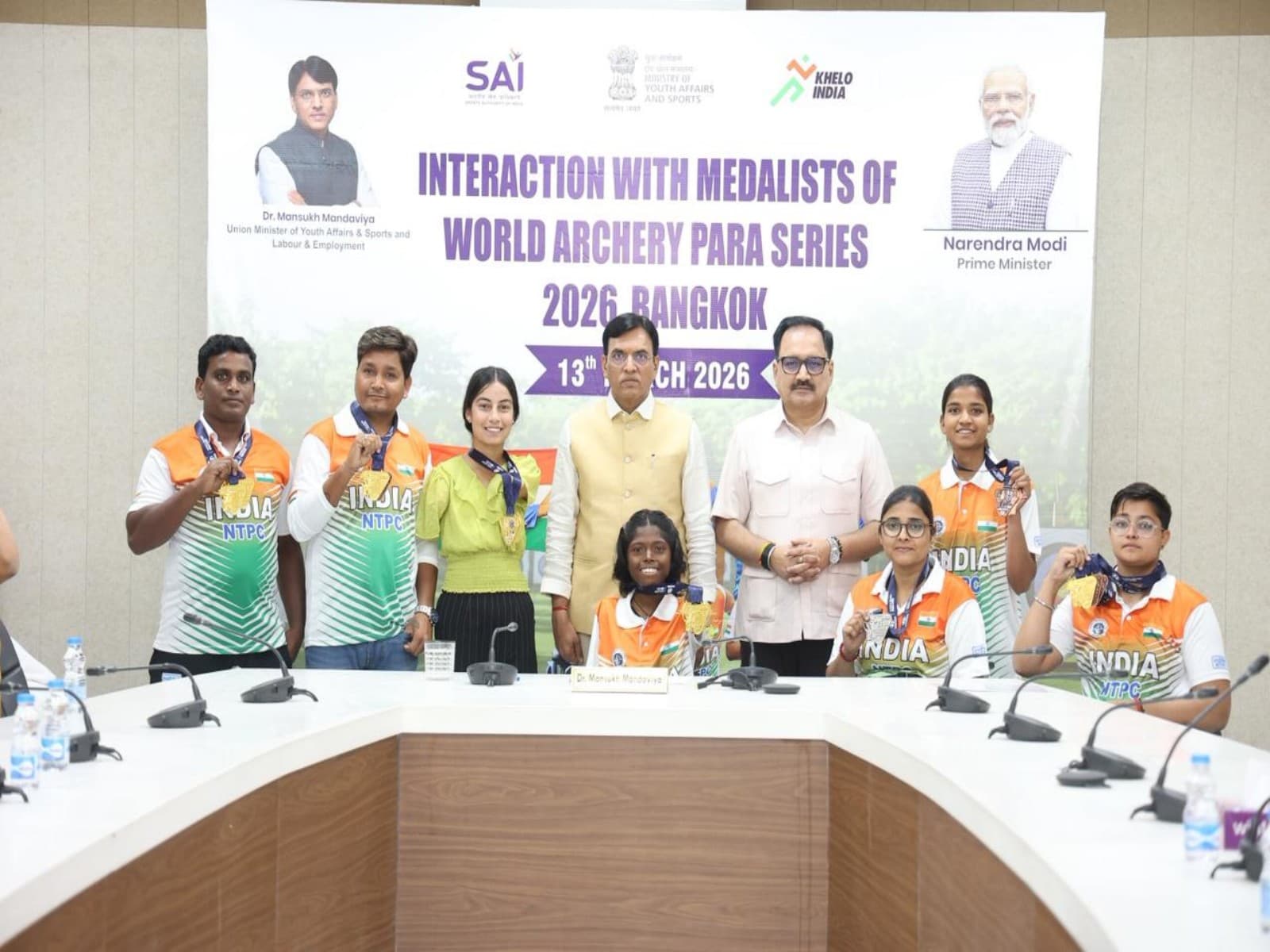 Union Sports Minister Mandaviya felicitates Indian contingent for performances at Bangkok 2026 World Archery Para Series